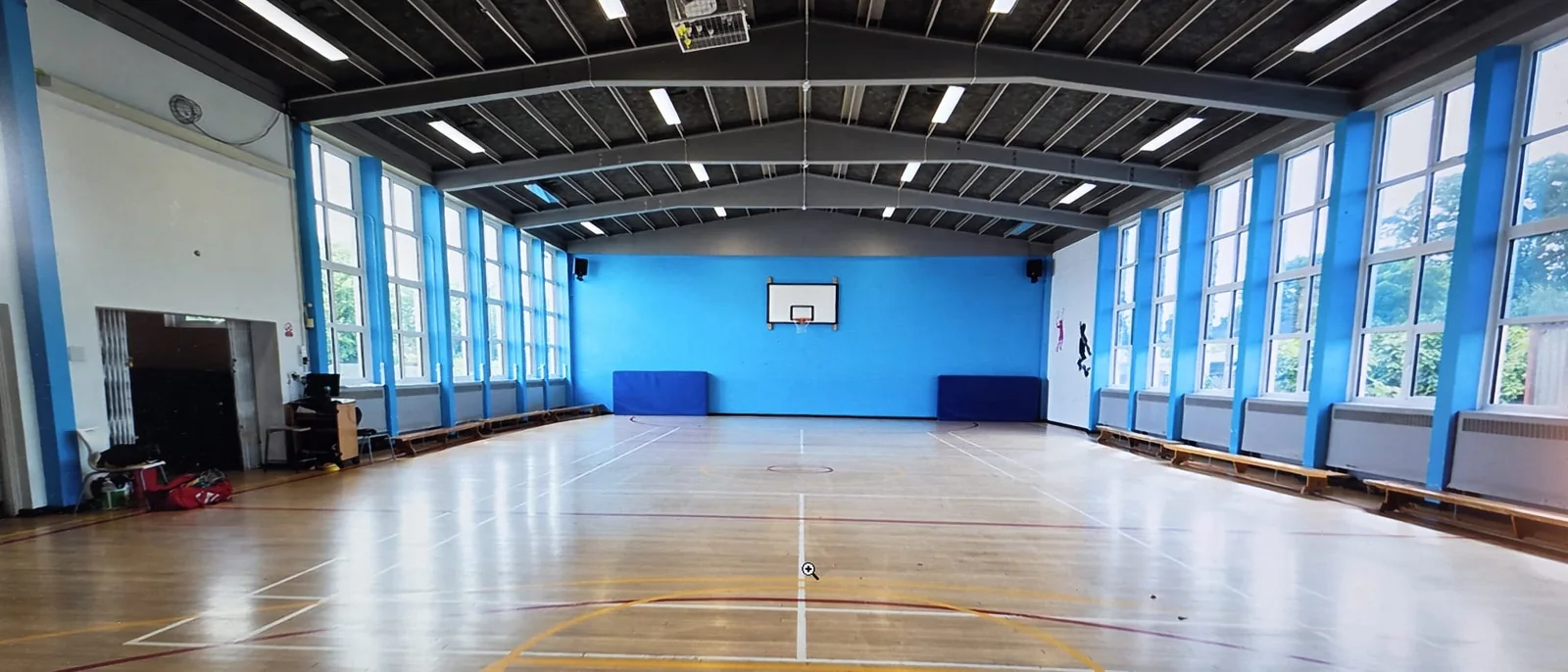 The bright, spacious Pankhurst Gym sports hall